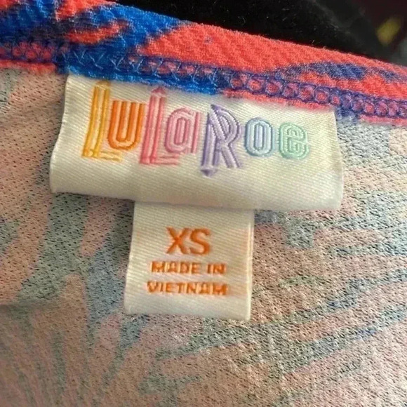 LuLaRoe XS Coral Short Sleeve Stretch Textured Skater Dress - Picture 7 of 9